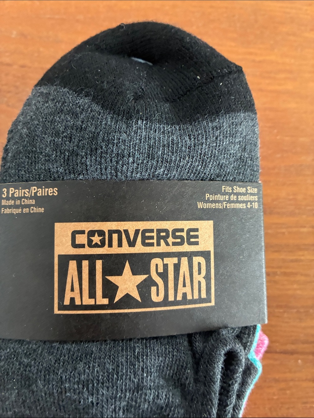 Converse Low-Cut 3-Pack Socks - Black, Teal & Pink - Picture 2 of 4